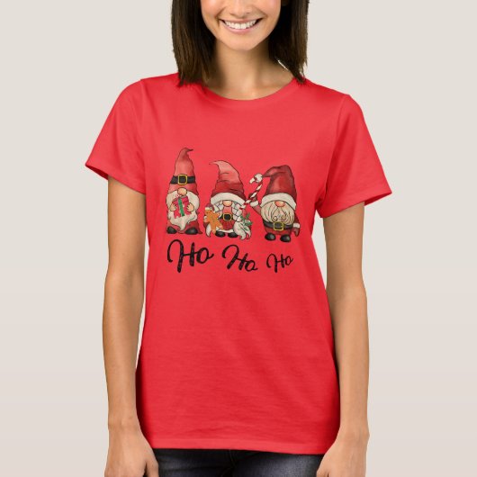 Ho Ho Ho ! Schattigee Noordse Gnomes Kerstmis T-shirt (Voorkant)