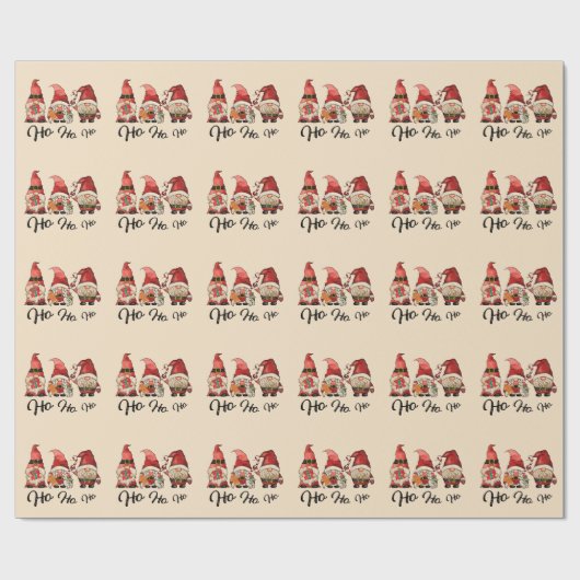 Ho Ho Ho ! Schattigee Noordse Gnomes Kerstrood & R Cadeaupapier (Vlak)