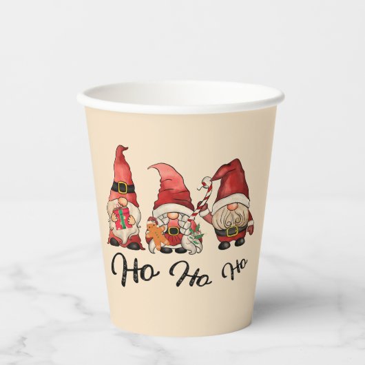Ho Ho Ho ! Schattigee Scandinavische Gnomes Kerstr Papieren Bekers (Voorkant)
