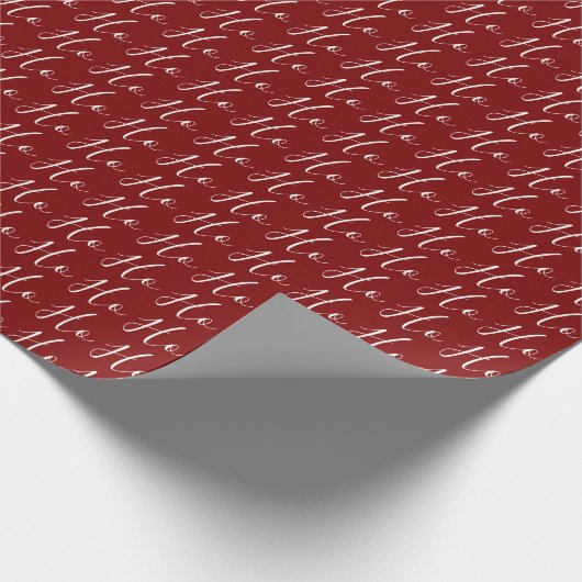 Ho Ho Ho Script Pattern White on Red Christmas Cadeaupapier (Hoek)