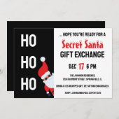 HO HO HO Secret Santa Kerstparty Kaart (Voorkant / Achterkant)