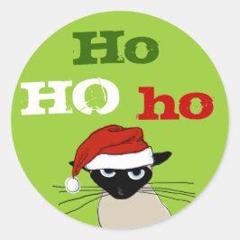 Ho Ho Ho Siamese Kat Kerstvakantie Kerstmis Ronde Sticker