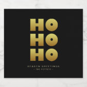 Ho Ho Ho | Simple Christmas Zwart & Goud Bier Bot Bier Etiket (Enkel label)