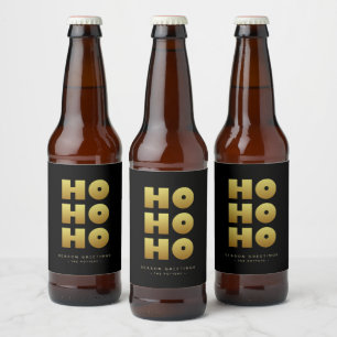 Ho Ho Ho   Simple Christmas Zwart & Goud Bier Bot Etiket