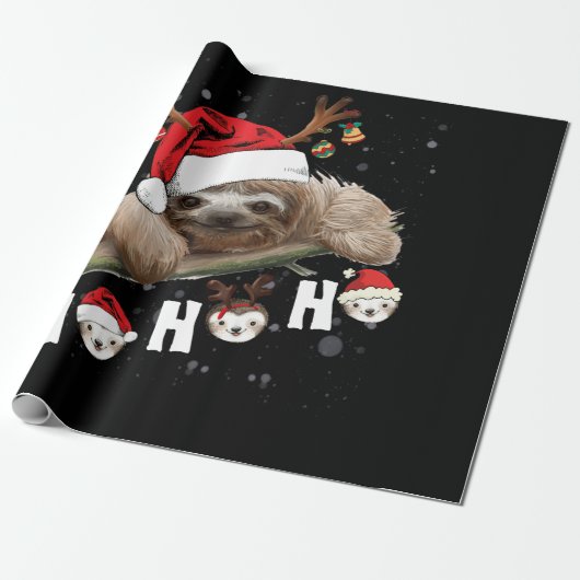Ho Ho Ho Sloth Kerstkerstkerstkerstkerstkerstkerst Cadeaupapier (Uitgerold)