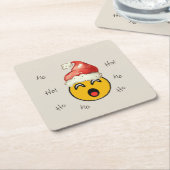 Ho Ho Ho smiley santa Kartonnen Onderzetters (Schuin)