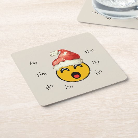 Ho Ho Ho smiley santa Kartonnen Onderzetters (Schuin)