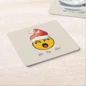 Ho Ho Ho smiley santa Kartonnen Onderzetters (Schuin)