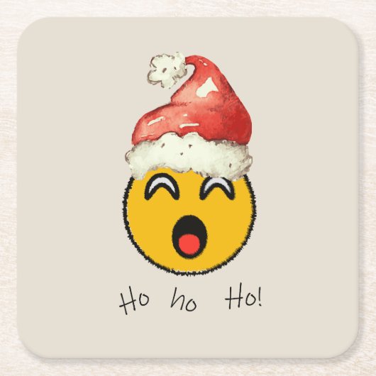 Ho Ho Ho smiley santa Kartonnen Onderzetters (Voorkant)