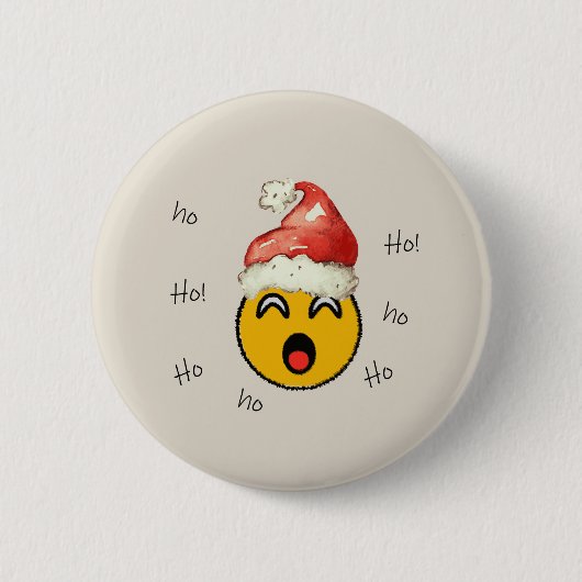 Ho Ho Ho smiley santa Ronde Button 5,7 Cm (Voorkant)