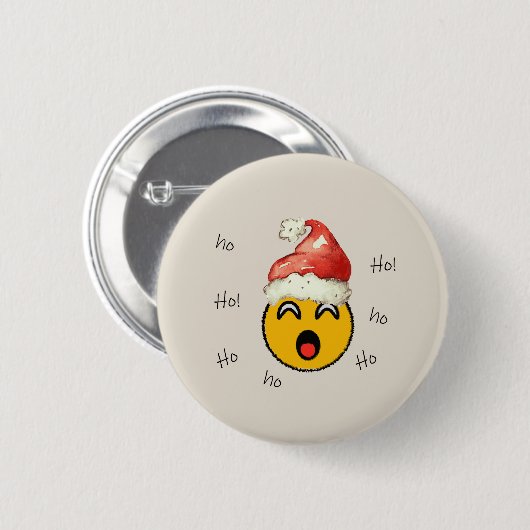 Ho Ho Ho smiley santa Ronde Button 5,7 Cm (Voorkant /achterkant)
