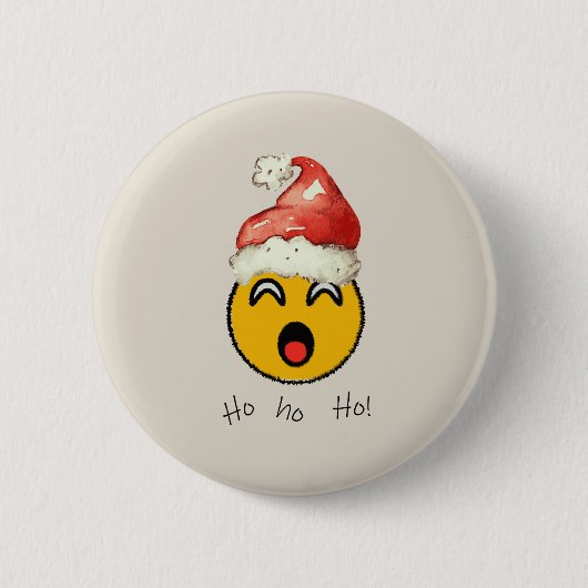Ho Ho Ho smiley santa Ronde Button 5,7 Cm (Voorkant)