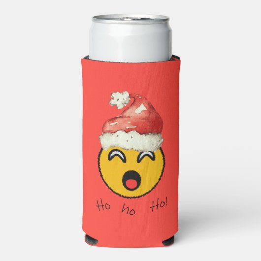 Ho Ho Ho smiley santa Seltzer Blikjeskoeler (Seltzer Voorkant)