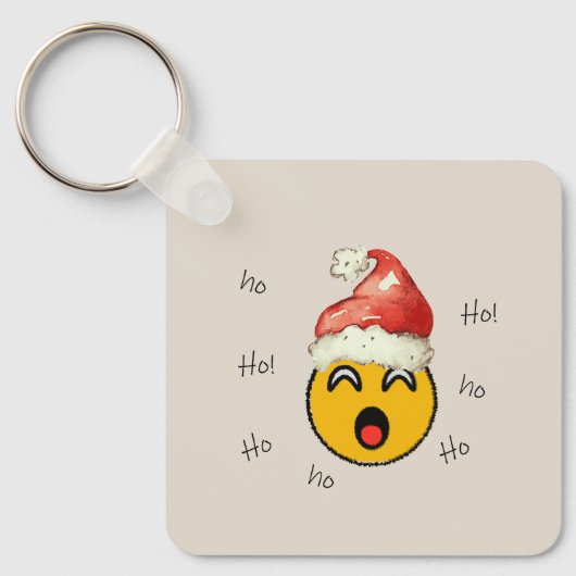 Ho Ho Ho smiley santa Sleutelhanger (Voorkant)