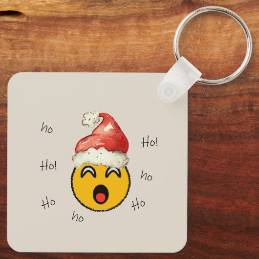 Ho Ho Ho smiley santa Sleutelhanger (Achterkant)