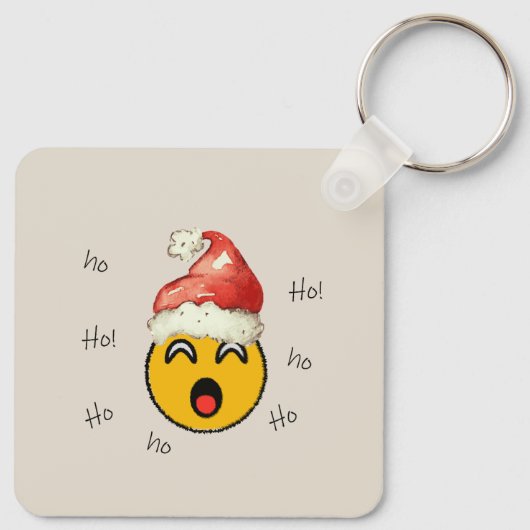 Ho Ho Ho smiley santa Sleutelhanger (Achterkant)