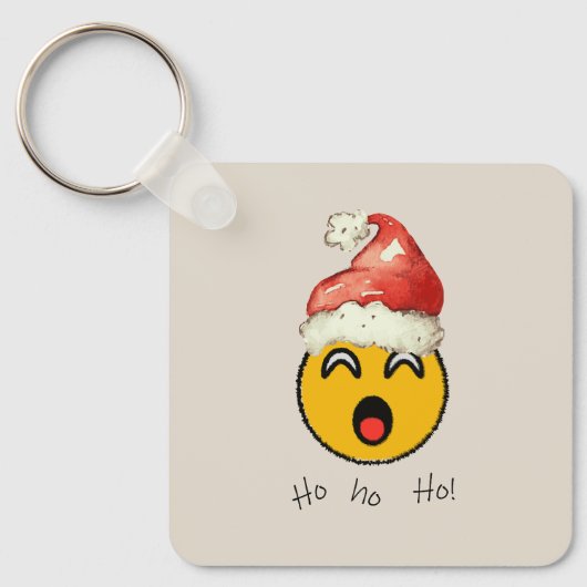 Ho Ho Ho smiley santa Sleutelhanger (Voorkant)