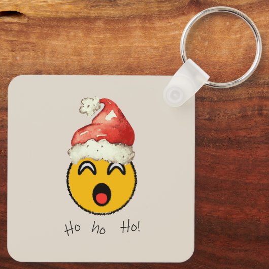 Ho Ho Ho smiley santa Sleutelhanger (Achterkant)