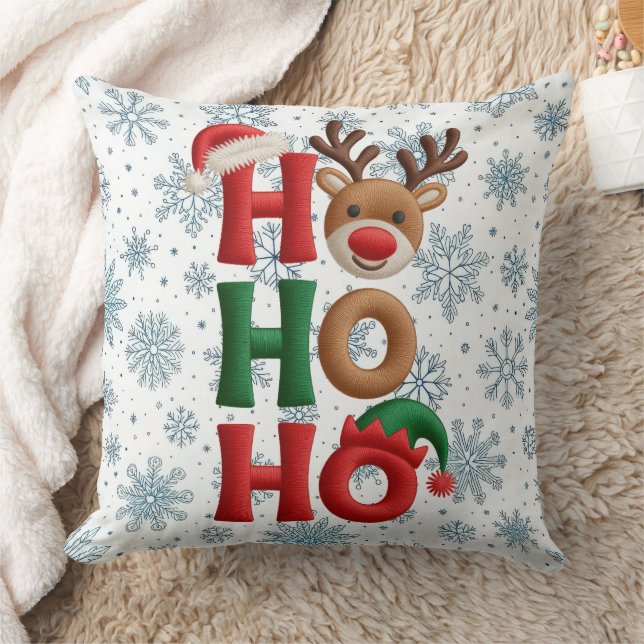 Ho Ho Ho Snowflakes Throw Pillow Kussen (Deken)