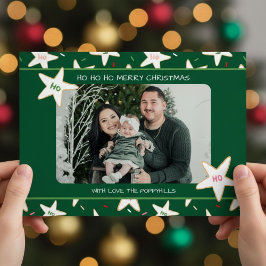 Ho Ho Ho Ster Koekje Foto Kerstmis Feestdagenkaart