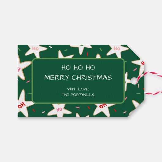 Ho Ho Ho Ster Koekje Kerstmis Cadeaulabel (Voorkant (Horizontaal))