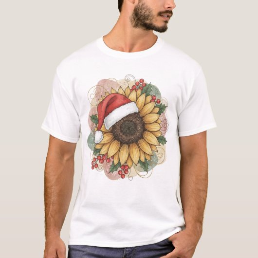 Ho Ho Ho Sunflower Santa T-shirt (Voorkant)