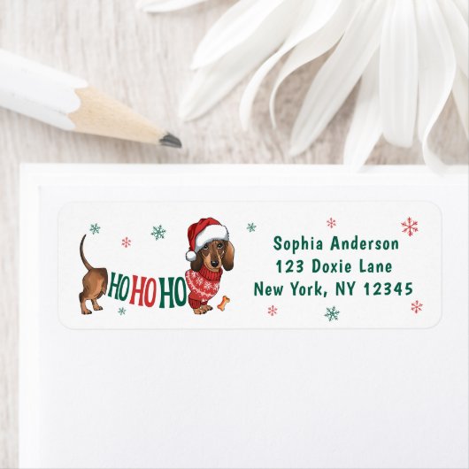 HO-HO-HO TECKEL KERST RETOURADRES LABEL (Insitu)