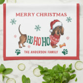 HO-HO-HO TECKEL KERSTMIS THEEDOEK (Gevouwen)