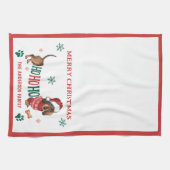 HO-HO-HO TECKEL KERSTMIS THEEDOEK (Horizontaal)