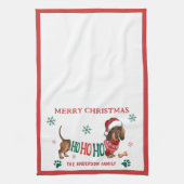 HO-HO-HO TECKEL KERSTMIS THEEDOEK (Verticaal)