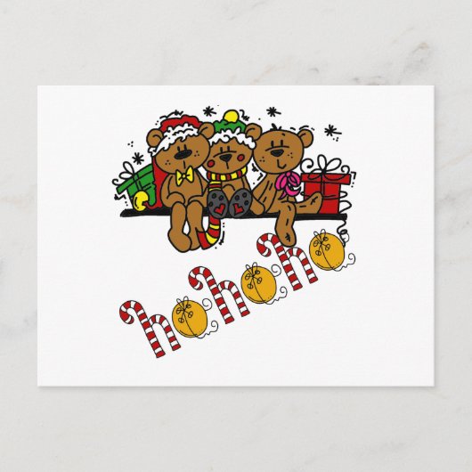 Ho Ho Ho Teddy Bears Briefkaart (Voorkant)