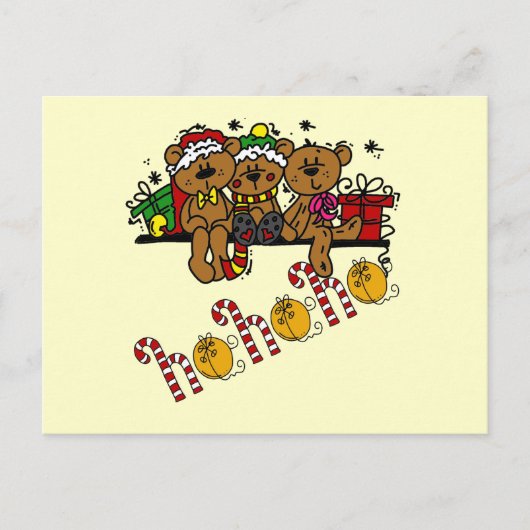 Ho Ho Ho Teddy Bears Briefkaart (Voorkant)