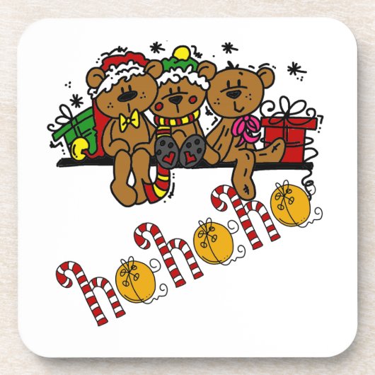 Ho Ho Ho Teddy Bears Drankjes Onderzetter (Voorkant)