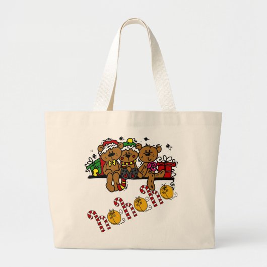 Ho Ho Ho Teddy Bears Grote Tote Bag (Voorkant)