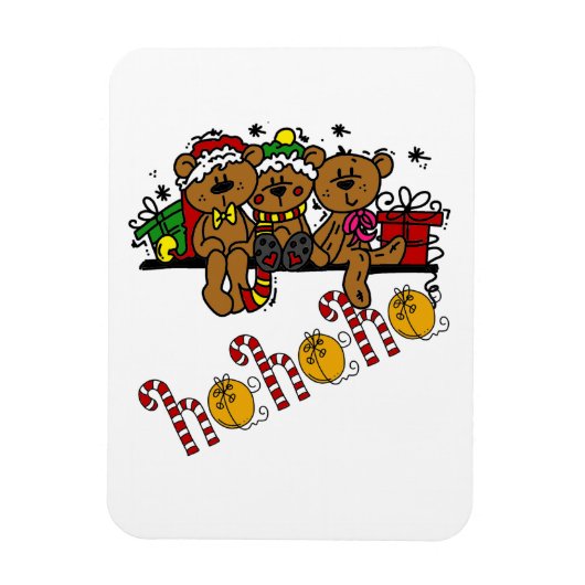 Ho Ho Ho Teddy Bears Magneet (Verticaal)