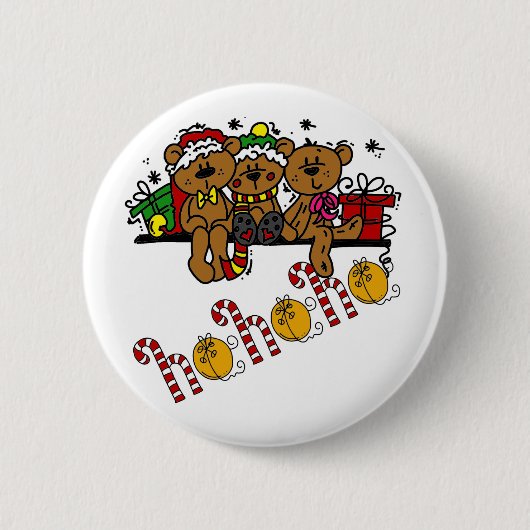 Ho Ho Ho Teddy Bears Ronde Button 5,7 Cm (Voorkant)