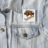 Ho Ho Ho Teddy Bears Vierkante Button 5,1 Cm (In situ)
