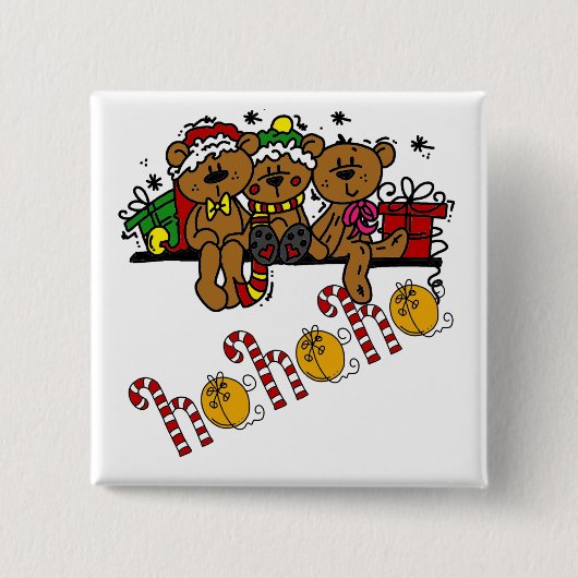 Ho Ho Ho Teddy Bears Vierkante Button 5,1 Cm (Voorkant)