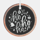 Ho Ho Ho Typografie Keepsake Tree Glas Ornament (Voorkant)