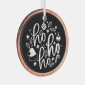 Ho Ho Ho Typografie Keepsake Tree Glas Ornament (Voorkant Rechts)