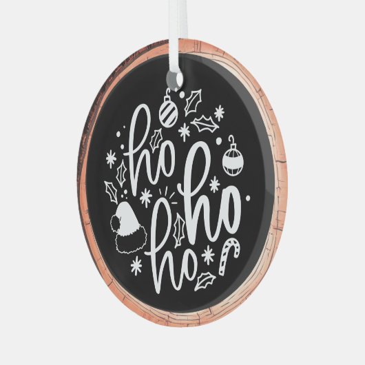 Ho Ho Ho Typografie Keepsake Tree Glas Ornament (Voorkant links)