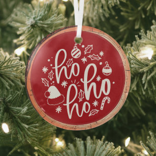 Ho Ho Ho Typografie Keepsake Tree Glas Ornament