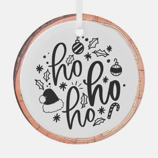 Ho Ho Ho Typografie Keepsake Tree Glas Ornament (Voorkant)