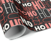 Ho Ho Ho Typografie Kerst Zwart Cadeaupapier (Rol Hoek)