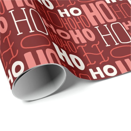 Ho Ho Ho Typografie Kerstrood Cadeaupapier (Rol Hoek)