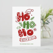 Ho Ho Ho Typografie Rood Groen Kerstmis Feestdagenkaart (Staand voorkant)