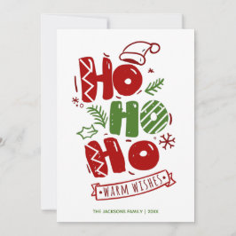 Ho Ho Ho Typografie Rood Groen Kerstmis Feestdagenkaart