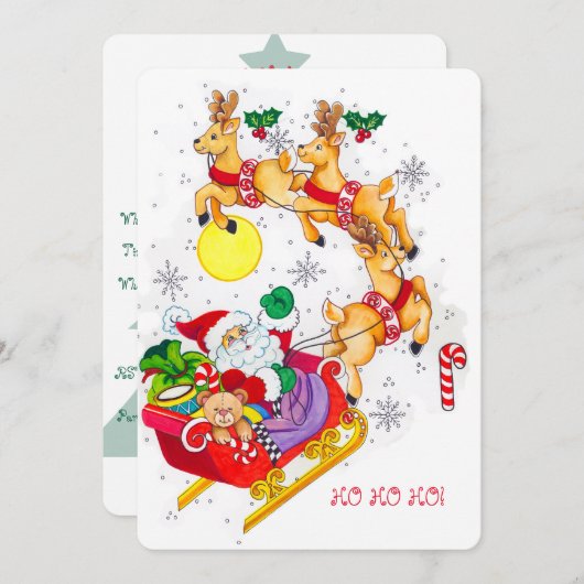 Ho! Ho! Ho! Uitnodiging voor het feest (Voorkant / Achterkant)