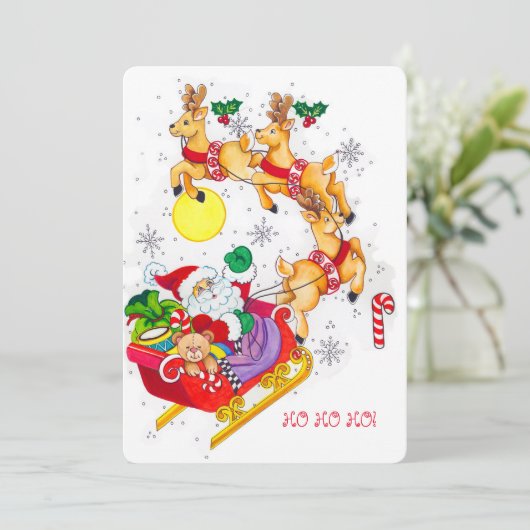 Ho! Ho! Ho! Uitnodiging voor het feest (Staand voorkant)