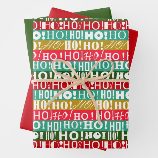 HO! HO! HO! Vakantie inpakpapier, rood en groen Inpakpapier Vel (In situ)